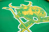 Buffalo Norsemen™ Viking Jersey (BLANK - PRE-ORDER) in green with vintage hockey Norsemen logo on front panel close-up