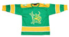Buffalo Norsemen™ Viking Jersey (BLANK - PRE-ORDER) in green and yellow with retro hockey Viking logo on front panel