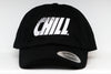 Columbus Chill Hat in black with white embroidered retro team logo on front panel and adjustable back strap