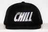 Columbus Chill Hat (Snapback) in black with bold white retro-style Chill logo on front panel and flat brim design