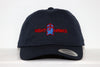 New Haven Nighthawks Hat in navy blue with retro red and blue embroidered vintage hockey logo on front panel