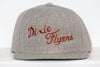 Gray snapback hat with embroidered purple and gold "Dixie Flyers" text on front panel