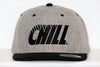 Columbus Chill Hat (Snapback) in grey with black curved logo and black flat brim, vintage retro hockey style