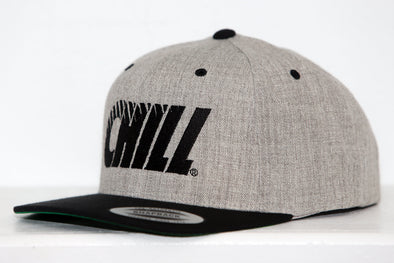 Columbus Chill Hat (Snapback) in light gray with black embroidered vintage logo and flat brim design