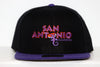 San Antonio Iguanas Hat (Snapback - Purple) with black crown, purple brim, and embroidered vintage team logo on front panel