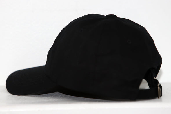 San Antonio Iguanas Hat in black with adjustable strap and curved brim shown from side view