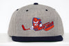 Gray snapback hat featuring the Wichita Wind logo with an angry tornado holding a hockey stick on the front panel