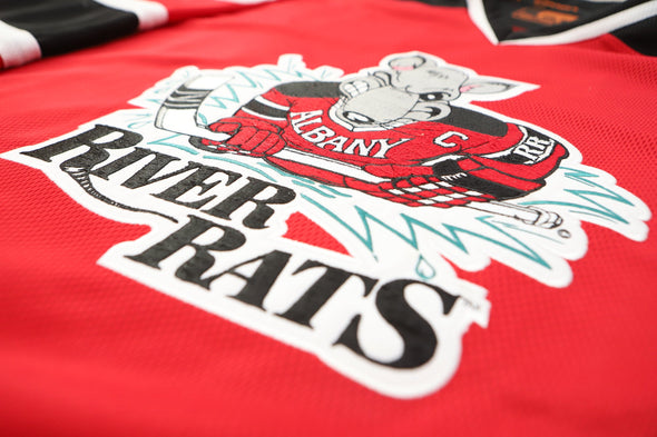 Maillot rouge Albany River Rats® des années 1990 (PERSONNALISÉ - PRÉCOMMANDE)