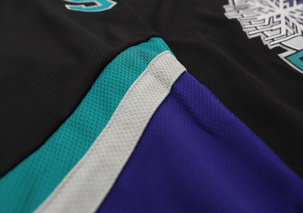 Huntington Blizzard™ Black Jersey (CUSTOM - PRE-ORDER) featuring retro vintage style with teal, white, and purple mesh accents