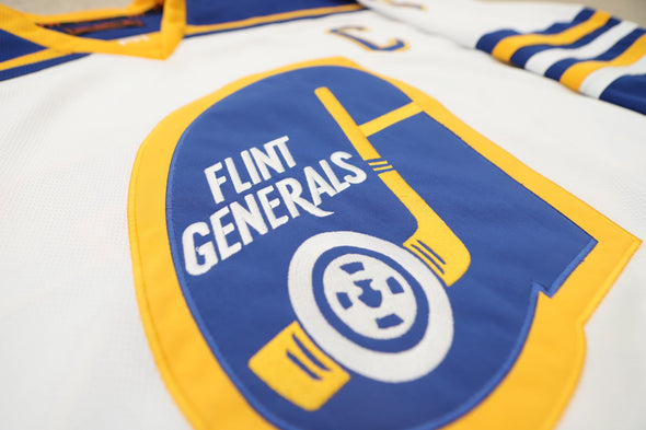 Maillot blanc Flint Generals™ 1975-76 (PERSONNALISÉ - PRÉCOMMANDE)