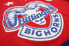 Billings Bighorns Red Jersey (BLANK) with vintage multi-colored star chest design and detailed team logo embroidery