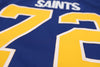 Minnesota Fighting Saints Jersey (CUSTOM - PRE-ORDER) in blue with yellow number 72 and vintage hockey style font