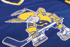 Minnesota Fighting Saints Jersey (BLANK) in blue with vintage retro saint logo and classic 1970s hockey design