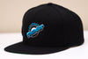 Black snapback hat featuring blue and white Las Vegas Thunder logo embroidery on front panel