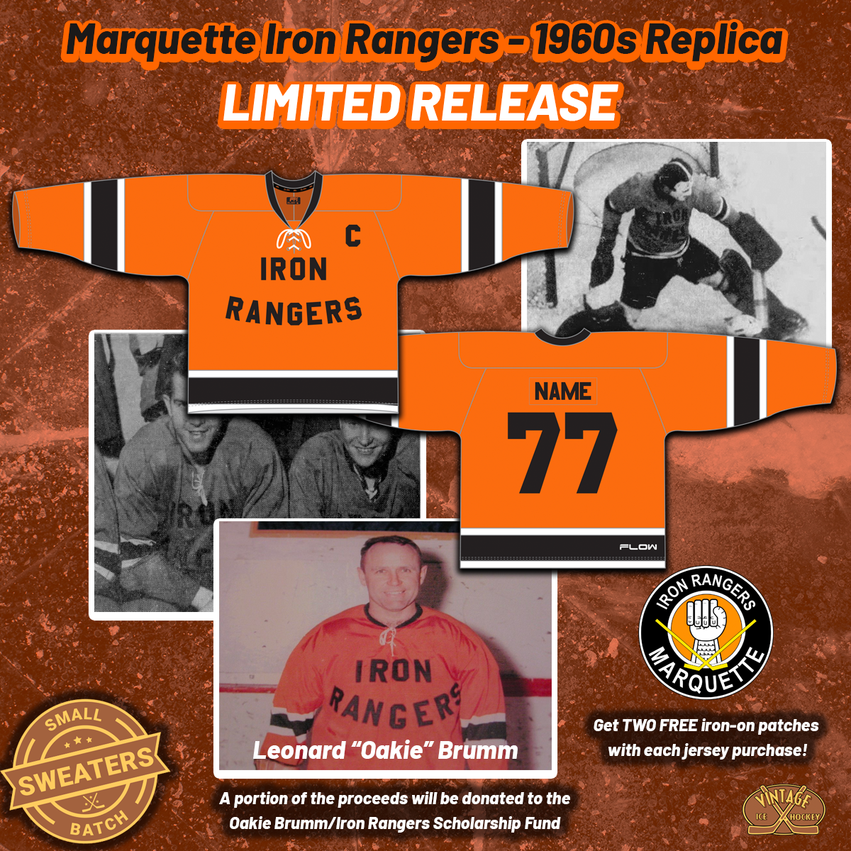 Marquette Iron Rangers 1960s Replica Jersey (PRE-ORDER) – Vintage Ice ...