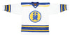 New Haven Nighthawks 1970s Jersey (BLANK) in white with blue and yellow retro hockey design on front panel and sleeves