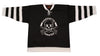 Marquette Pirates™ Jersey (BLANK - PRE-ORDER) in black with white stripes and vintage hockey skull and crossed sticks logo
