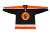 Baltimore Clippers® 1960s Black Jersey (BLANK) with vintage hockey logo, orange and white trim, retro style design