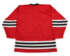 Long Island Ducks 1965-66 Jersey (BLANK) in red with black and white stripes on sleeves and waist, vintage style jersey back view