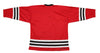 Long Island Ducks 1965-66 Jersey (BLANK) in red with black and white vintage hockey style stripes on sleeves and waist