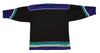 Huntington Blizzard™ Black Jersey (BLANK) in black with teal and purple retro hockey color scheme, back view design
