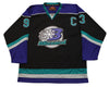 Huntington Blizzard™ Black Jersey (CUSTOM - PRE-ORDER) in black with retro logo, teal and purple stripe accents, vintage style