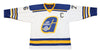 Flint Generals™ 1975-76 White Jersey (CUSTOM - PRE-ORDER) with vintage hockey logo and blue and gold striping design