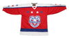 Billings Bighorns Red Jersey (BLANK) in red with vintage team logo and multi-colored stars on chest retro hockey style