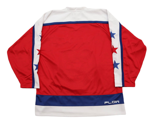 Billings Bighorns Red Jersey (BLANK) with retro star accents on sleeves and blue and white band detailing