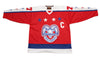 Billings Bighorns Red Jersey (CUSTOM - PRE-ORDER) in red with vintage hockey logo and retro style design