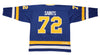Minnesota Fighting Saints Jersey (CUSTOM - PRE-ORDER) in blue with yellow retro hockey numbers and vintage style design