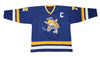 Minnesota Fighting Saints Jersey (CUSTOM - PRE-ORDER) in blue with vintage hockey logo and retro team captain design