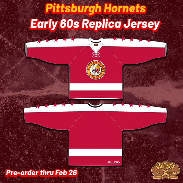 Maillot réplique des Pittsburgh Hornets du début des années 60 (VIERGE - PRÉCOMMANDE)