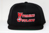 Wyoming Outlaws Hat (Snapback) in black with vintage red and white embroidered team logo on front panel