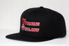 Wyoming Outlaws Hat (Snapback) in black with red and white vintage hockey team logo embroidered on front panel