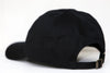 Wyoming Outlaws Hat in black with adjustable strap shown from the side and back view on white background