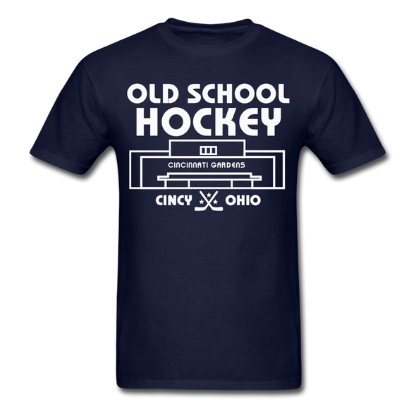 Cincinnati Gardens Old School Hockey T-Shirt - navy