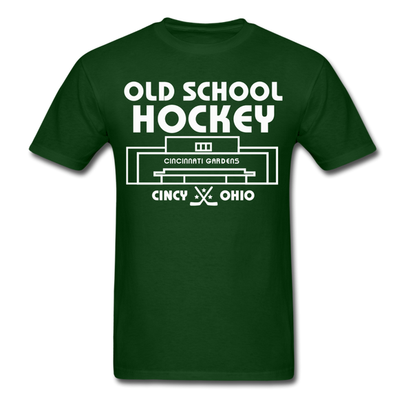 Cincinnati Gardens Old School Hockey T-Shirt - forest green