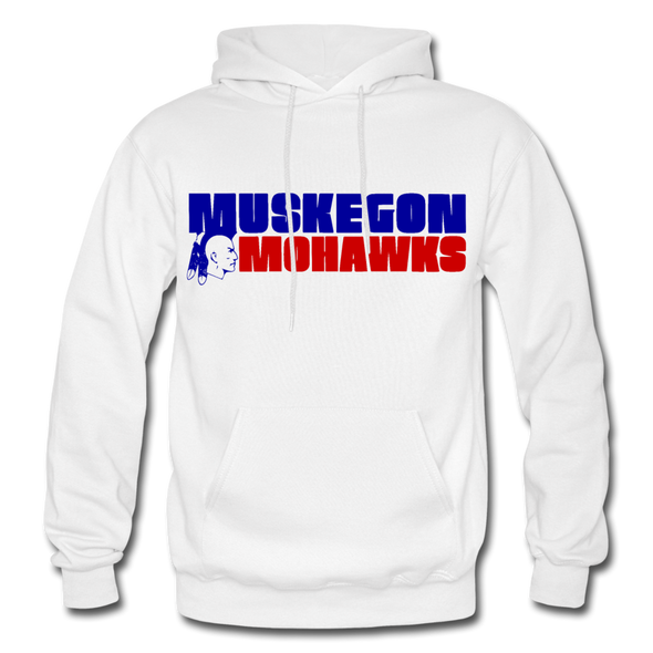 Muskegon Mohawks Text Hoodie - white